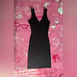 Black Ribbed Tank Dress by Popular 21